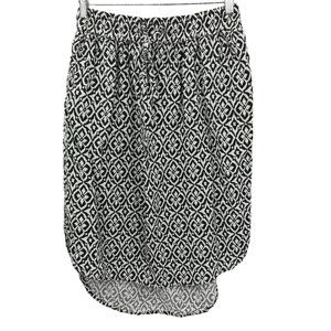 Kavu Pull On Abstract High Low Skirt Size M Black White Knee Length Geometric
